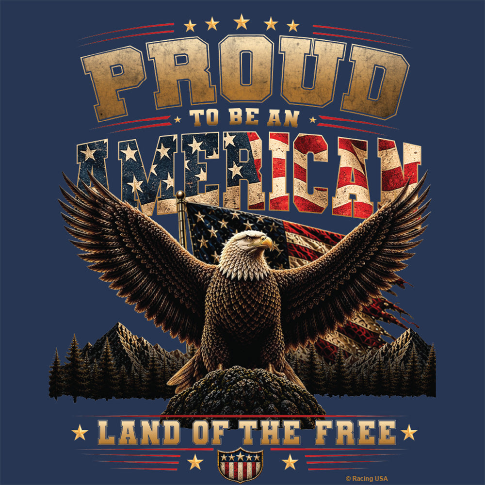 Proud To Be An American Patriotic T-Shirt Blue