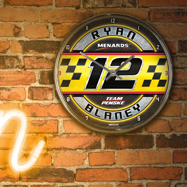 Ryan Blaney 2025 Menards #12 Chrome Wall Clock NASCAR