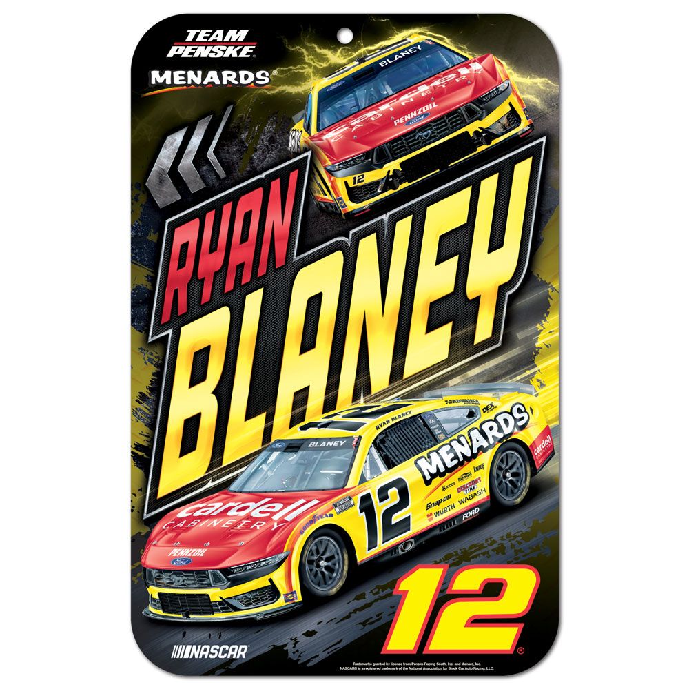 Ryan Blaney 2025 Menards #12 11x17 Plastic Sign #12 NASCAR