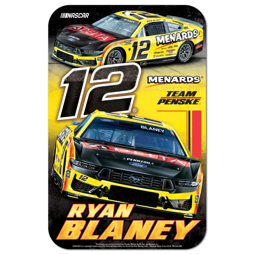 Ryan Blaney 2026 Menards #12 11x17 Plastic Sign NASCAR