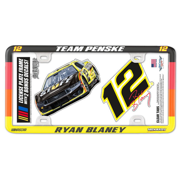 Ryan Blaney 2024 Plastic License Plate Frame / Decal 2-Pack Set #12 NASCAR