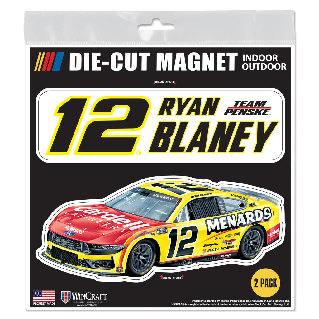 Ryan Blaney 2025 Menards Die Cut 2-Pack Indoor/Outdoor Magnets #12 NASCAR