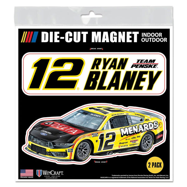 Ryan Blaney 2026 Menards Die Cut 2-Pack Indoor/Outdoor Magnets #12 NASCAR