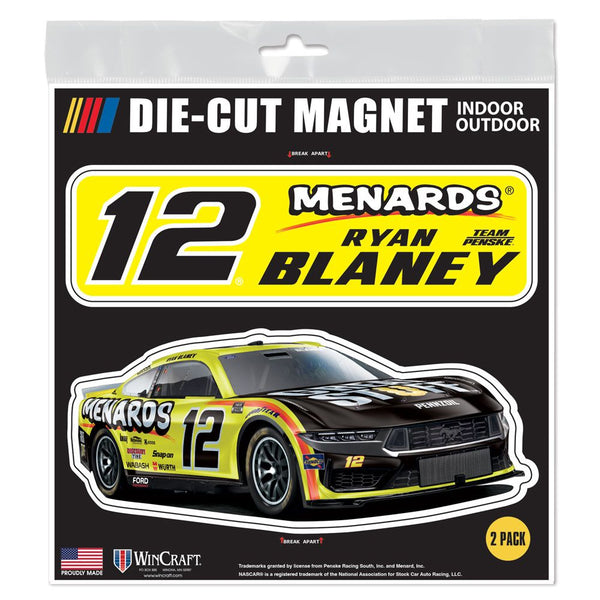 Ryan Blaney 2024 Menards Die Cut 2-Pack Indoor/Outdoor Magnets #12 NASCAR