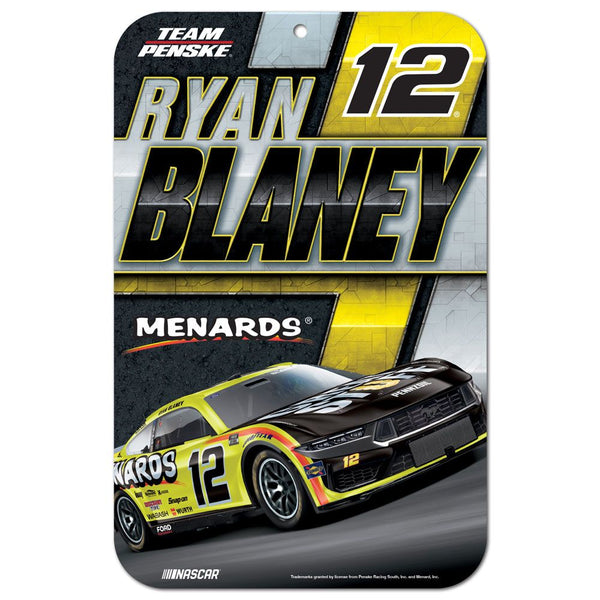 Ryan Blaney 2024 Menards #12 11x17 Plastic Sign NASCAR