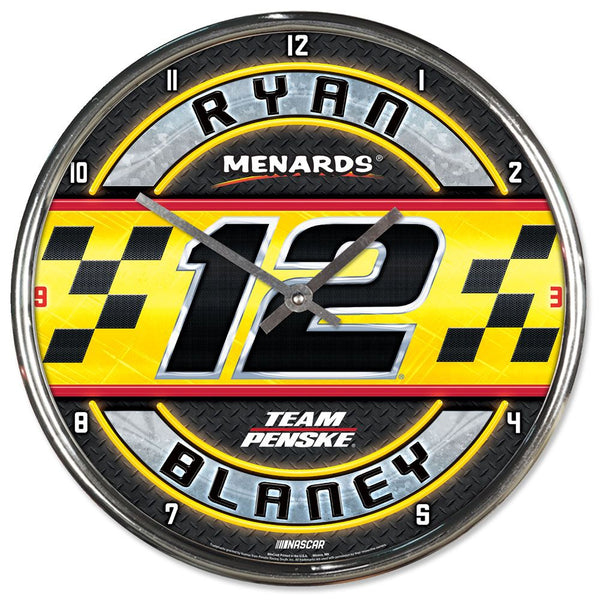 Ryan Blaney 2025 Menards #12 Chrome Wall Clock NASCAR