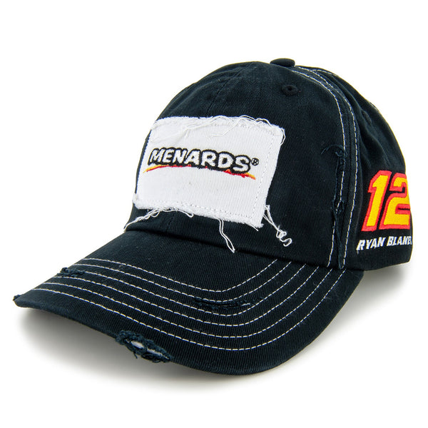Ryan Blaney 2024 Menards Distressed Vintage Patch Hat Black #12 NASCAR