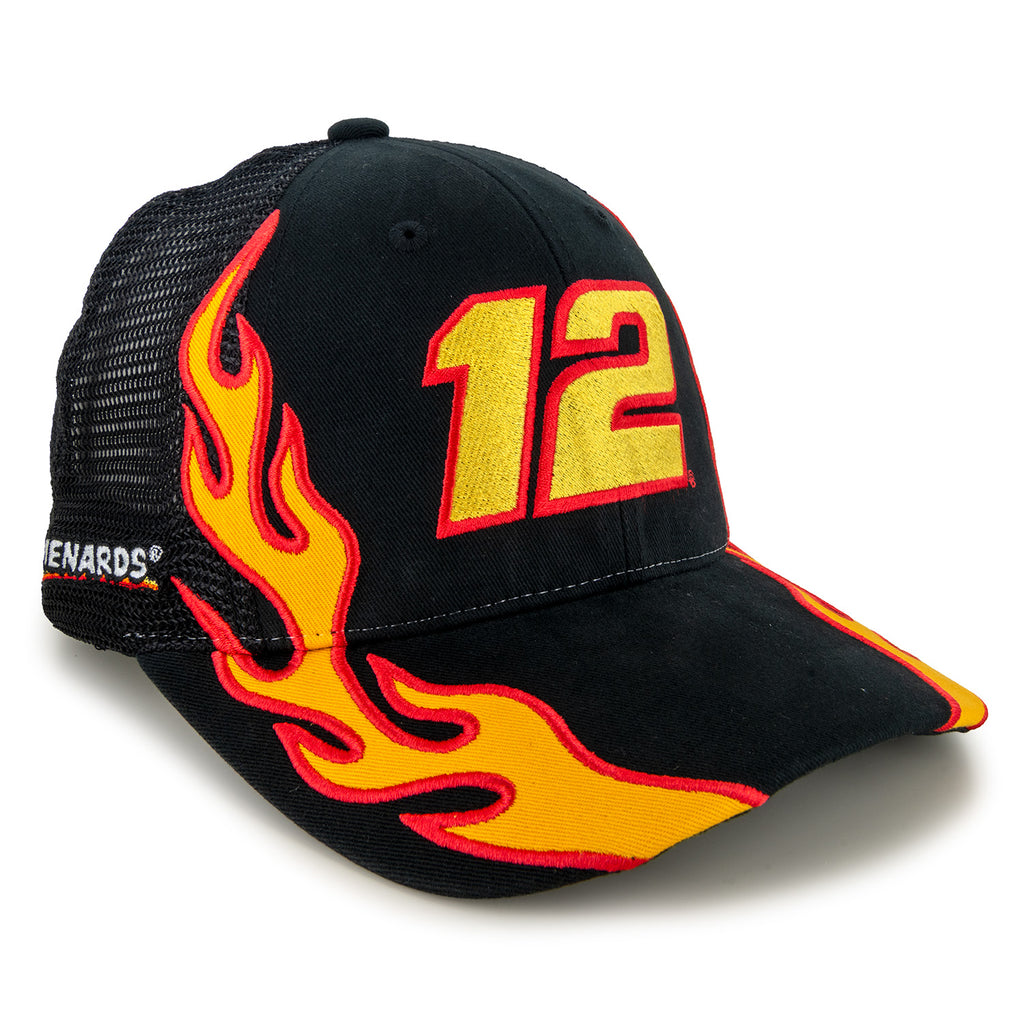 Ryan Blaney 2025 Flame #12 Mesh Hat Black NASCAR