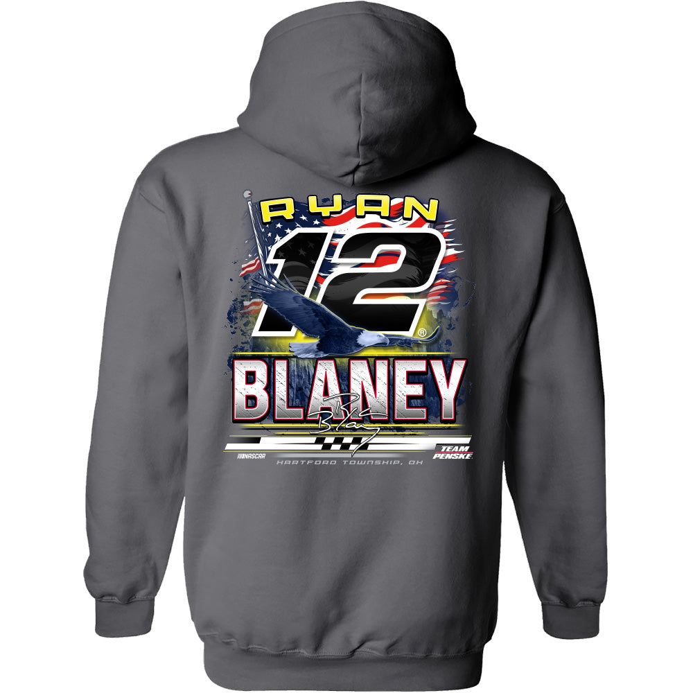 Ryan Blaney 2025 Menards Patriotic Eagle 2-Spot Hoodie Outerwear Sweatshirt Gray #12 NASCAR