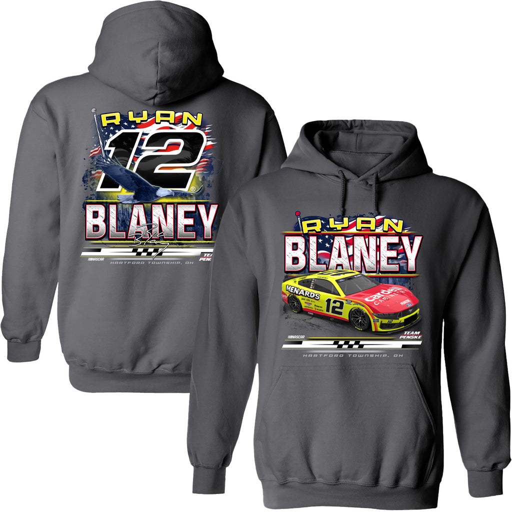 Ryan Blaney 2025 Menards Patriotic Eagle 2-Spot Hoodie Outerwear Sweatshirt Gray #12 NASCAR