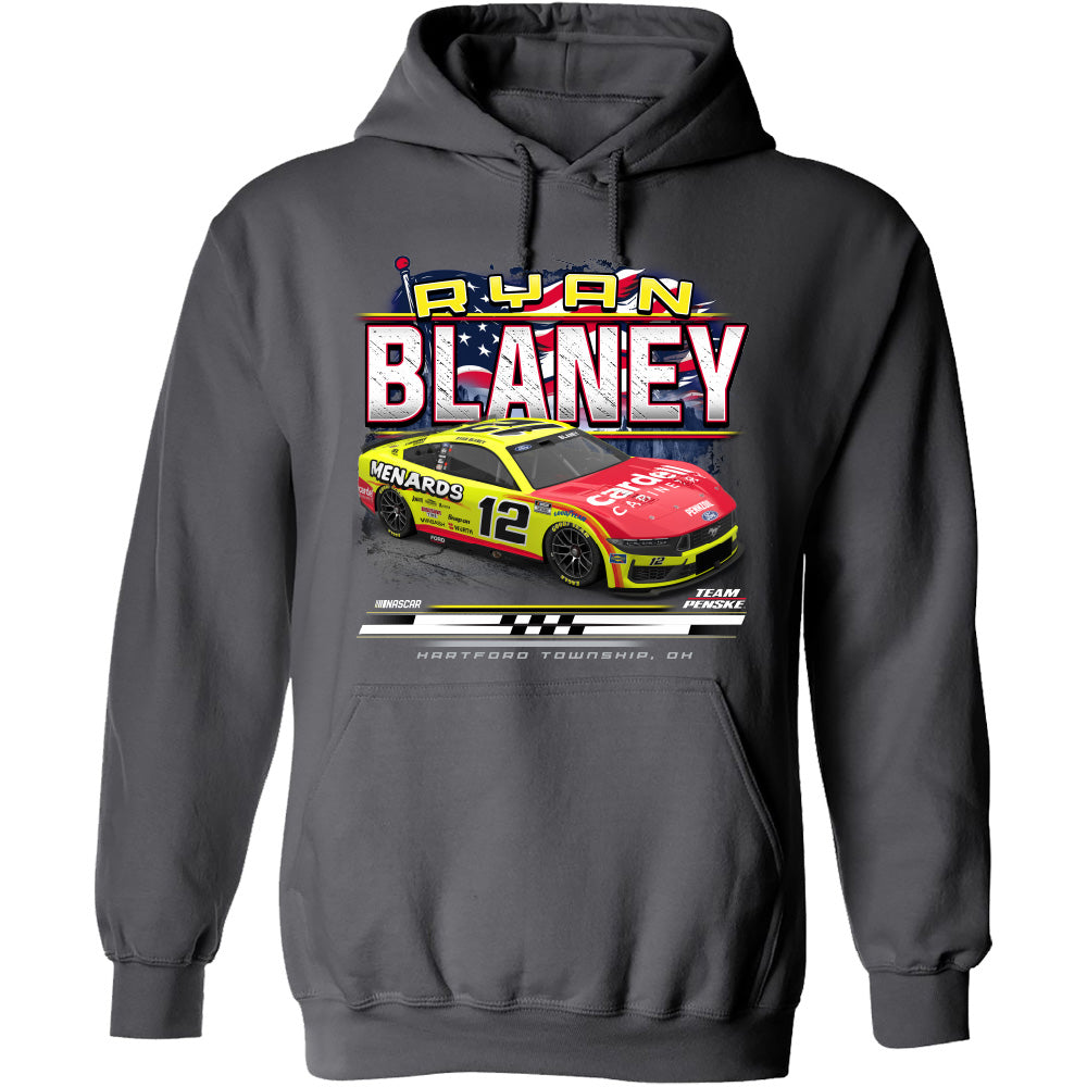 Ryan Blaney 2025 Menards Patriotic Eagle 2-Spot Hoodie Outerwear Sweatshirt Gray #12 NASCAR
