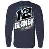 Ryan Blaney 2024 Long Sleeve Patriotic #12 Car T-Shirt Blue Menards NASCAR