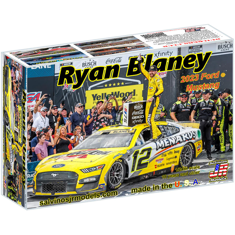 Ryan Blaney 2023 Talladega Raced Version Decals 1:24 Adult Salvinos JR Model Car Kit #12NASCAR