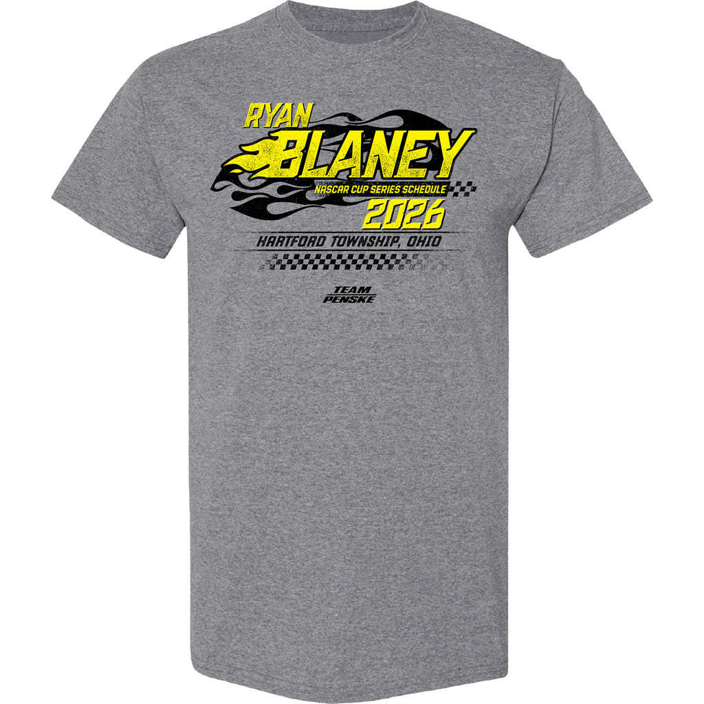 Ryan Blaney 2026 NASCAR Cup Series Schedule T-Shirt Gray #12