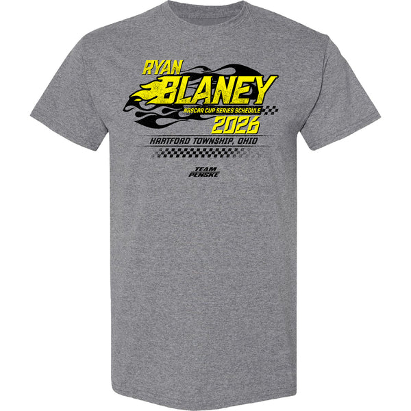 Ryan Blaney 2026 NASCAR Cup Series Schedule T-Shirt Gray #12