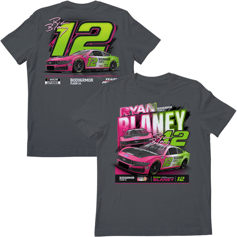 Ryan Blaney 2026 BodyArmor Flash IV 2-Spot Classic Ink T-Shirt Gray #12 NASCAR