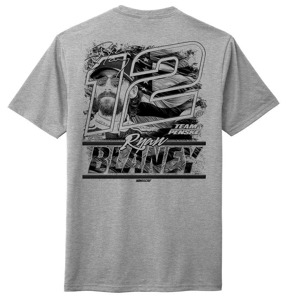 Ryan Blaney 2026 Heather Gray Flag 2-Spot T-Shirt #12 NASCAR