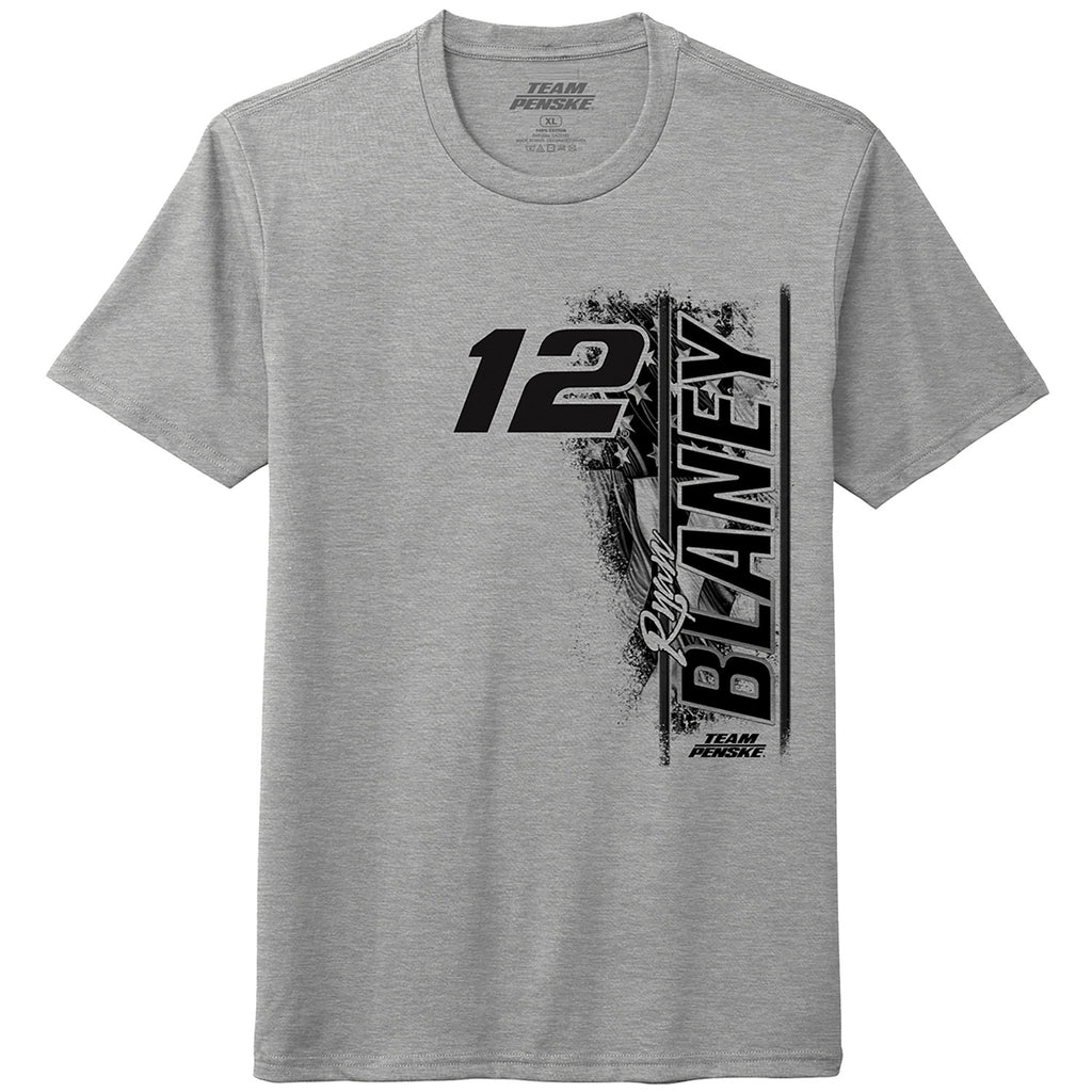 Ryan Blaney 2026 Heather Gray Flag 2-Spot T-Shirt #12 NASCAR
