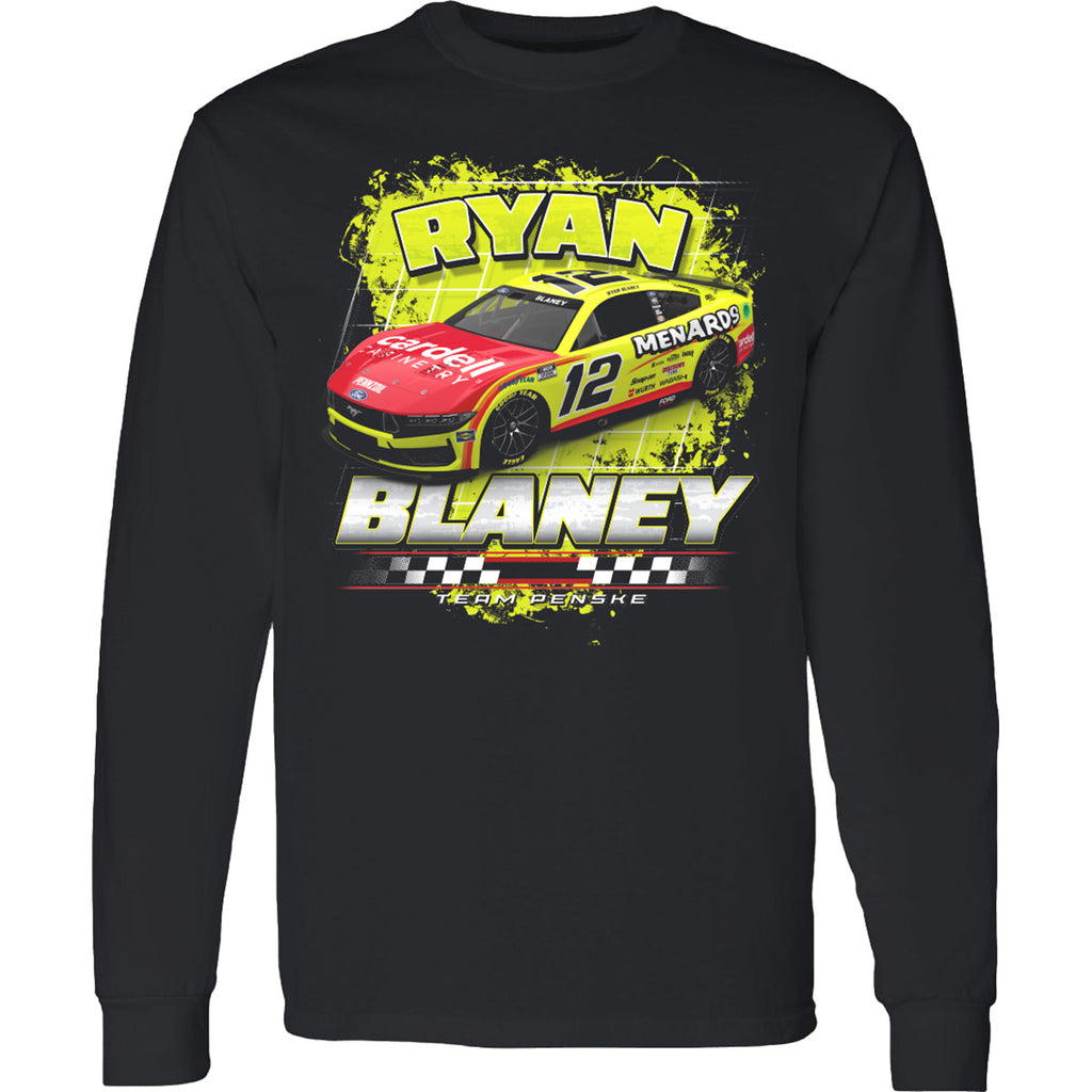 Ryan Blaney 2025 Long Sleeve Menards 2-Spot T-Shirt Black #12 NASCAR