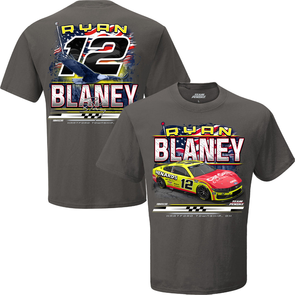 Ryan Blaney 2025 Menards Patriotic Eagle 2-Spot T-Shirt Gray #12 NASCAR