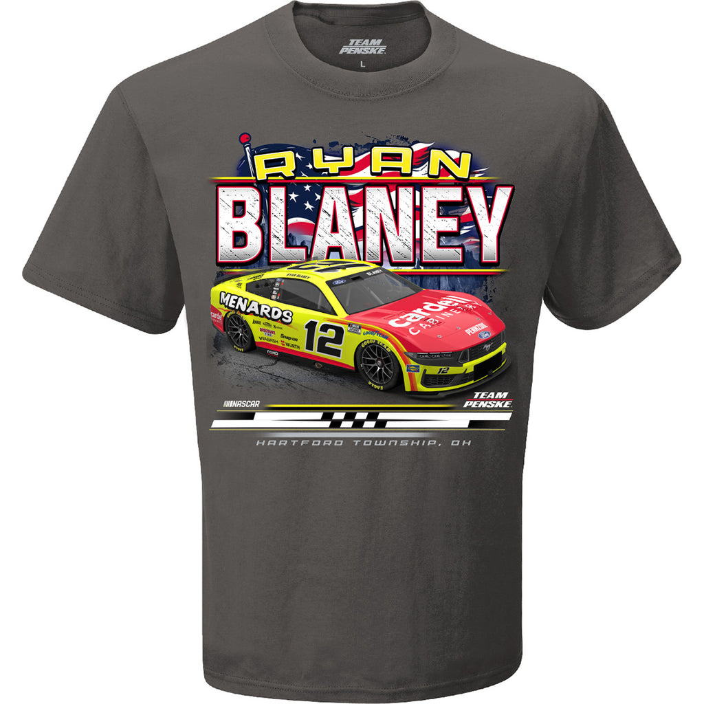 Ryan Blaney 2025 Menards Patriotic Eagle 2-Spot T-Shirt Gray #12 NASCAR