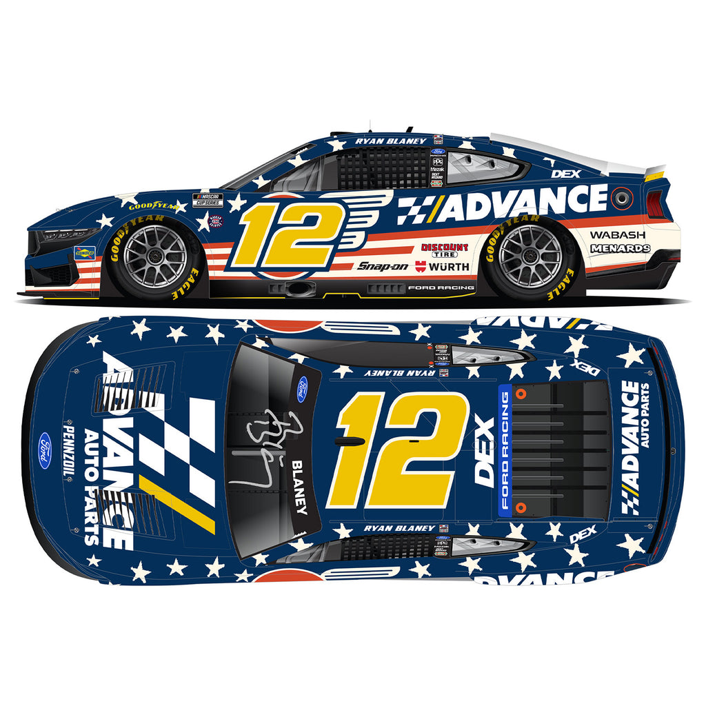 Ryan Blaney Autographed Advance Patriotic 1:24 Standard 2026 Diecast Car #12 NASCAR