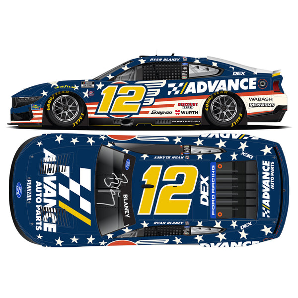 Ryan Blaney Autographed Advance Patriotic 1:24 Standard 2026 Diecast Car #12 NASCAR
