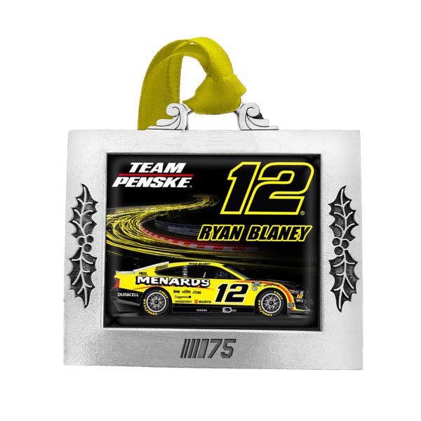 Ryan Blaney 2023 Pewter Picture Frame Christmas Ornament #12 NASCAR