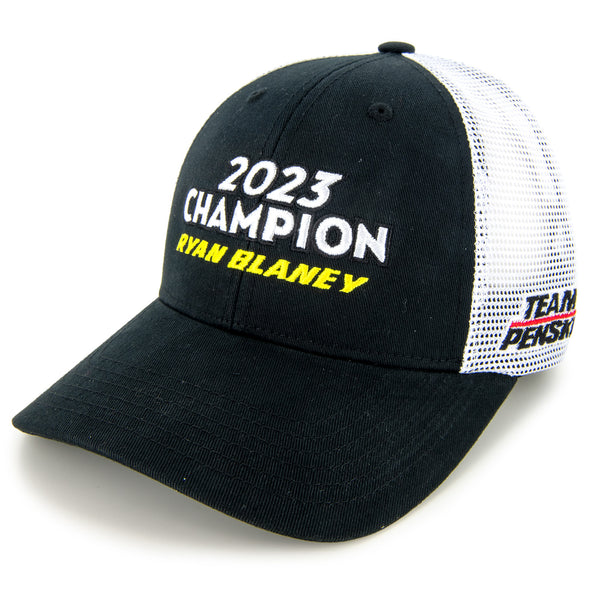 Ryan Blaney 2023 NASCAR Cup Series Champion Mesh NASCAR Hat Black/White #12