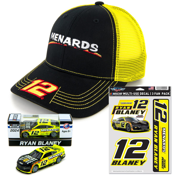 Ryan Blaney 2024 Menards 1:64 Diecast, Menards Victory Lane Team Hat, Decal 3-Pack BUNDLE PRICED