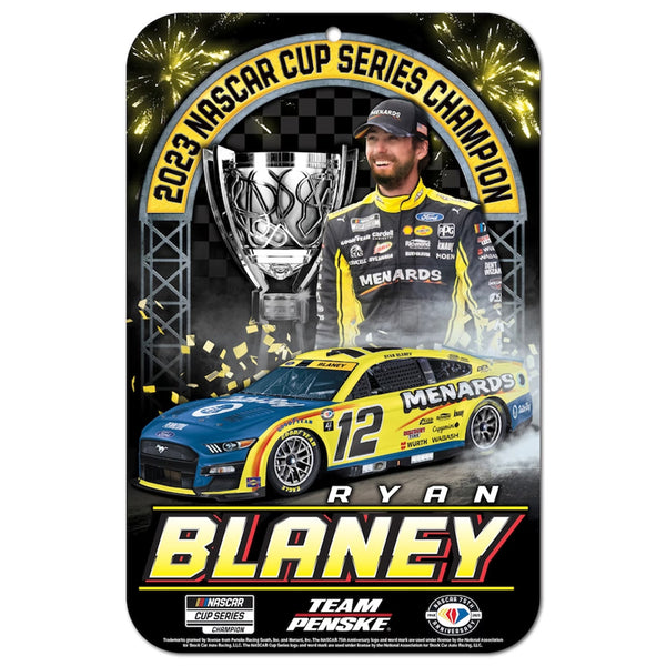 Ryan Blaney 2023 NASCAR Cup Series Champion 11x17 Plastic Sign #12