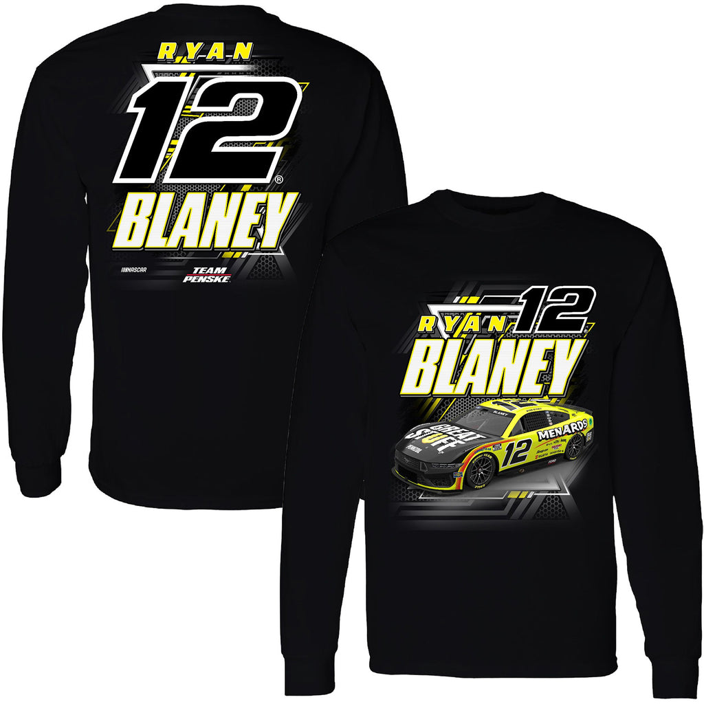 Ryan Blaney 2024 Long Sleeve Menards #12 Car T-Shirt Black NASCAR