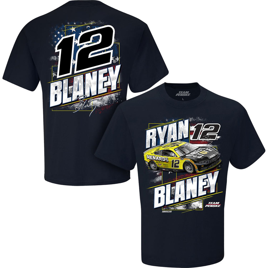 Ryan Blaney 2024 Patriotic Menards Car T-Shirt Blue #12 NASCAR