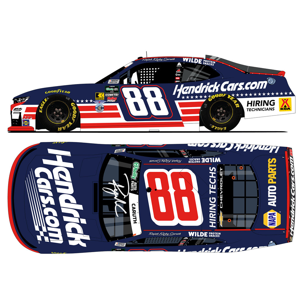 Rajah Caruth Autographed HendrickCars #88 Patriotic 1:24 Standard 2026 Diecast Car NASCAR