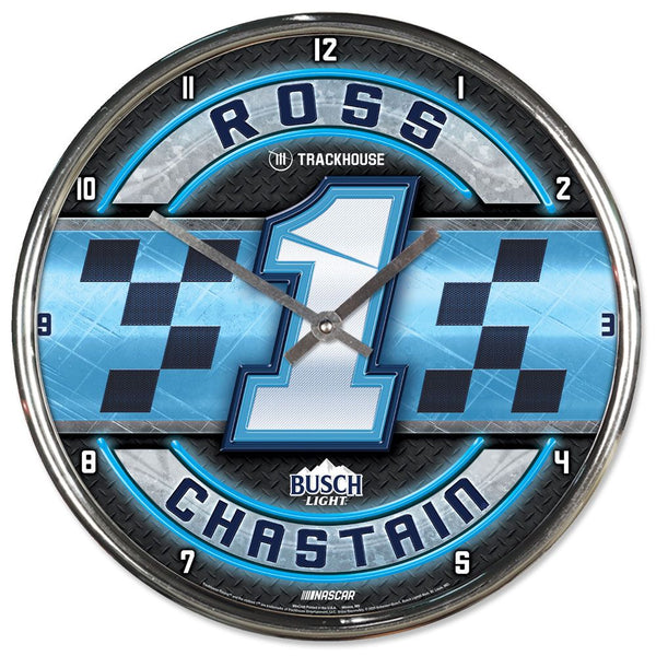 Ross Chastain 2025 Busch Light #1 Chrome Wall Clock NASCAR