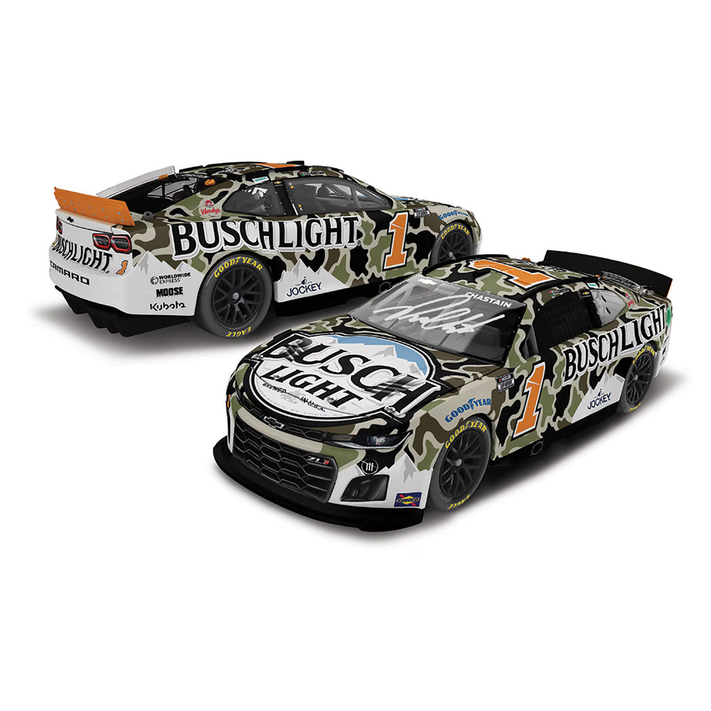 Ross Chastain Autographed Busch Light Camo 1:24 Standard 2024 Diecast Car Hand Signed #1 NASCAR