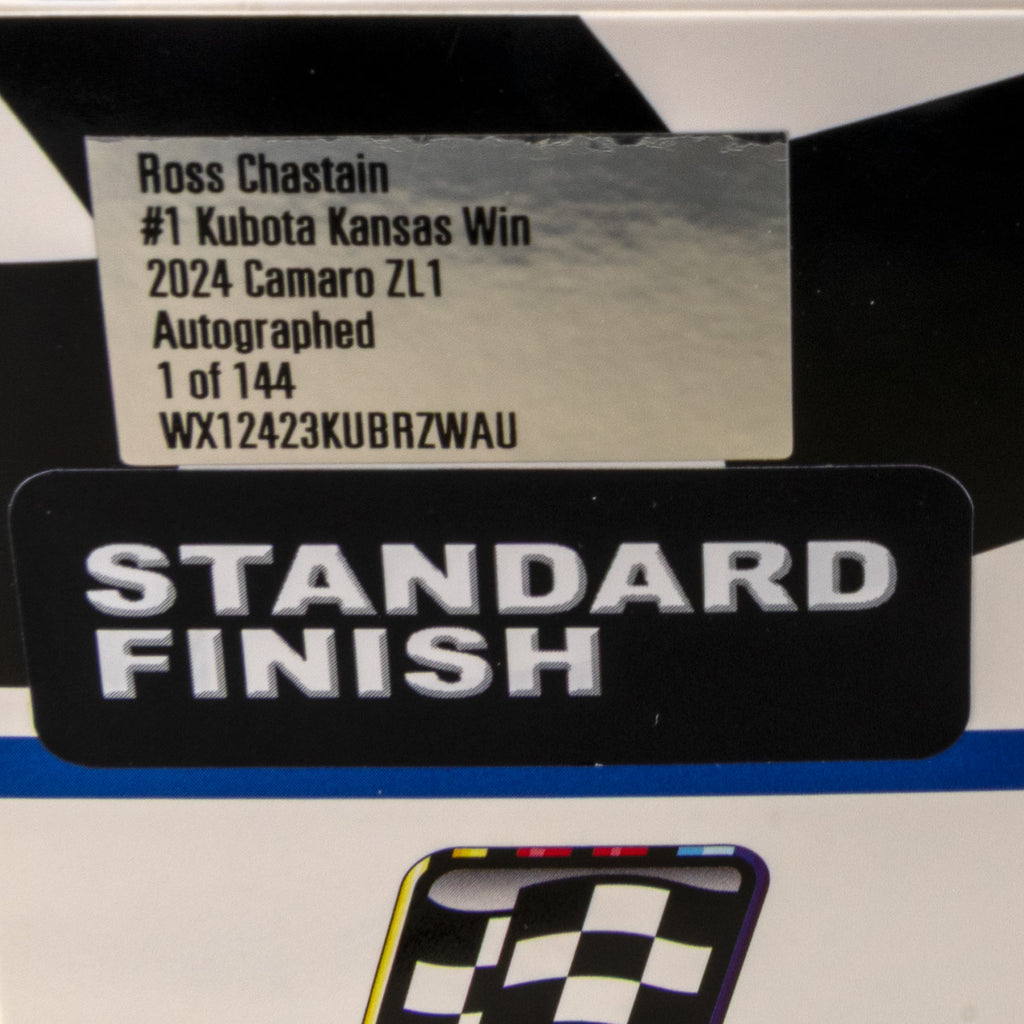 Ross Chastain Autographed Kansas Race Win 1:24 Standard 2024 Diecast Car Kubota #1 NASCAR
