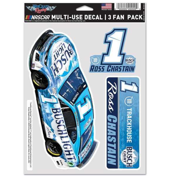 Ross Chastain 2025 Multi-Use Busch Light #1 Decal 3-Pack #1 NASCAR