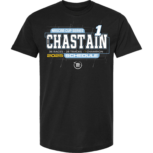 Ross Chastain 2025 NASCAR Cup Series Schedule T-Shirt Black #1