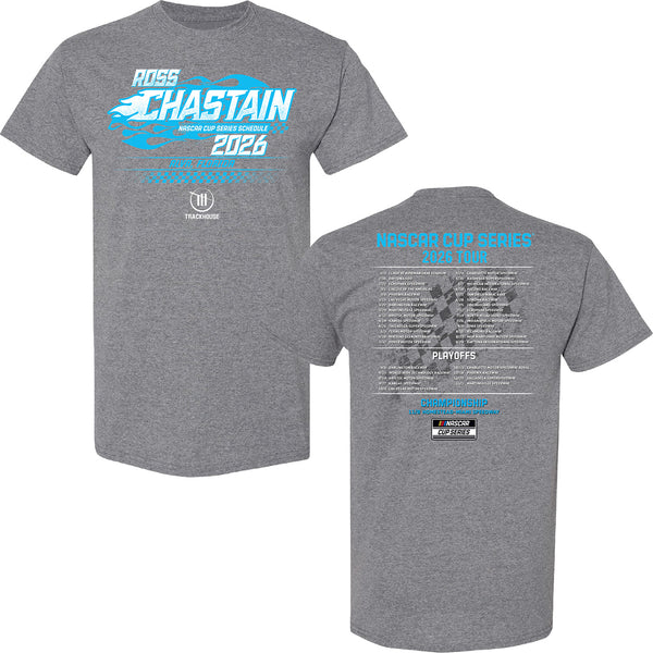 Ross Chastain 2026 NASCAR Cup Series Schedule T-Shirt Gray #1 NASCAR