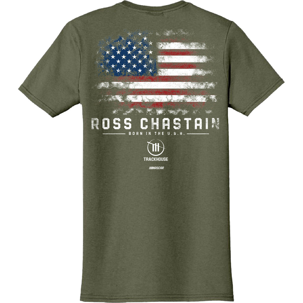Ross Chastain 2026 Military Green #1 Born in the USA T-Shirt NASCAR