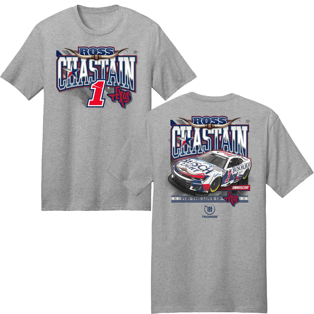 Ross Chastain 2025 Busch Light Texas T-Shirt Gray #1 NASCAR