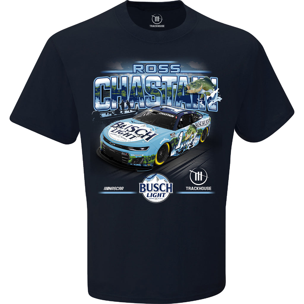 Ross Chastain 2025 Busch Light Fishing Car T-Shirt Blue #1 NASCAR