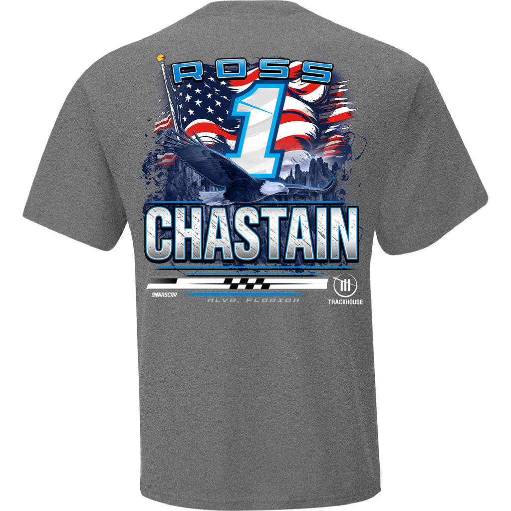 Ross Chastain 2026 Busch Light Patriotic Eagle Car 2-Spot T-Shirt Gray #1 NASCAR