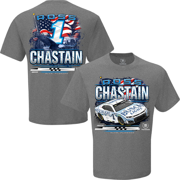 Ross Chastain 2026 Busch Light Patriotic Eagle Car 2-Spot T-Shirt Gray #1 NASCAR