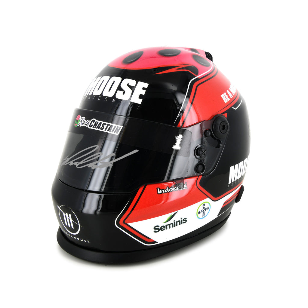 Ross Chastain Autographed Moose Collectible 1/2 Scale Mini Helmet - 6" X 5" X 5" #1 NASCAR