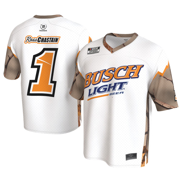 Ross Chastain Busch Light Camo White ProSphere Football Jersey #1 NASCAR