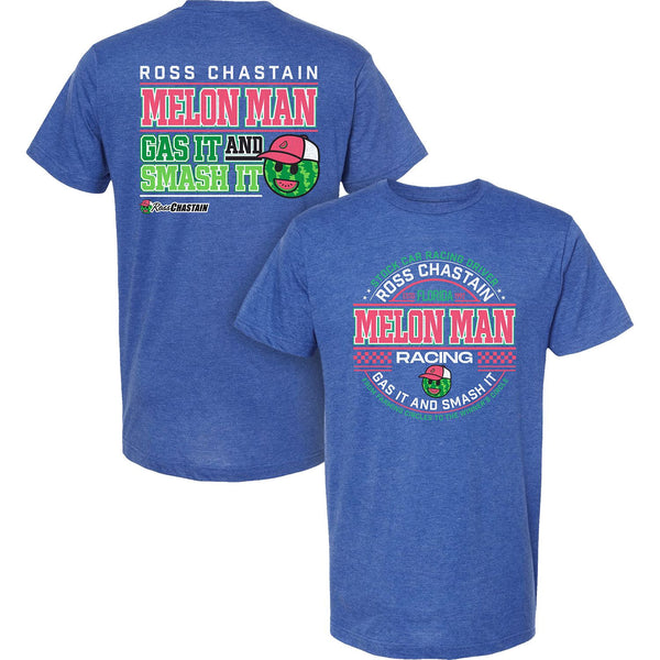 Ross Chastain 2024 Melon Man "Gas It and Smash it" T-Shirt Blue #1