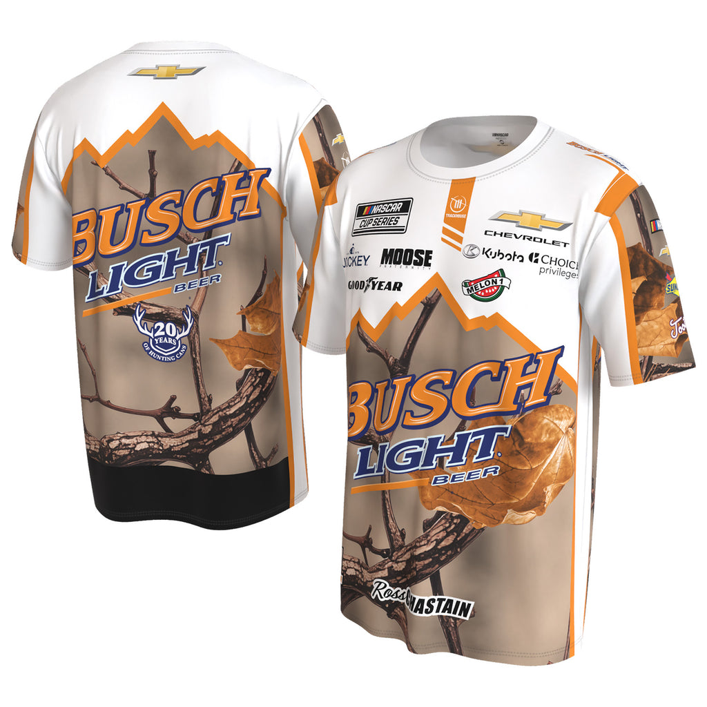 Ross Chastain 2026 Busch Light Camo White 4-Spot ProSphere T-Shirt #1 NASCAR