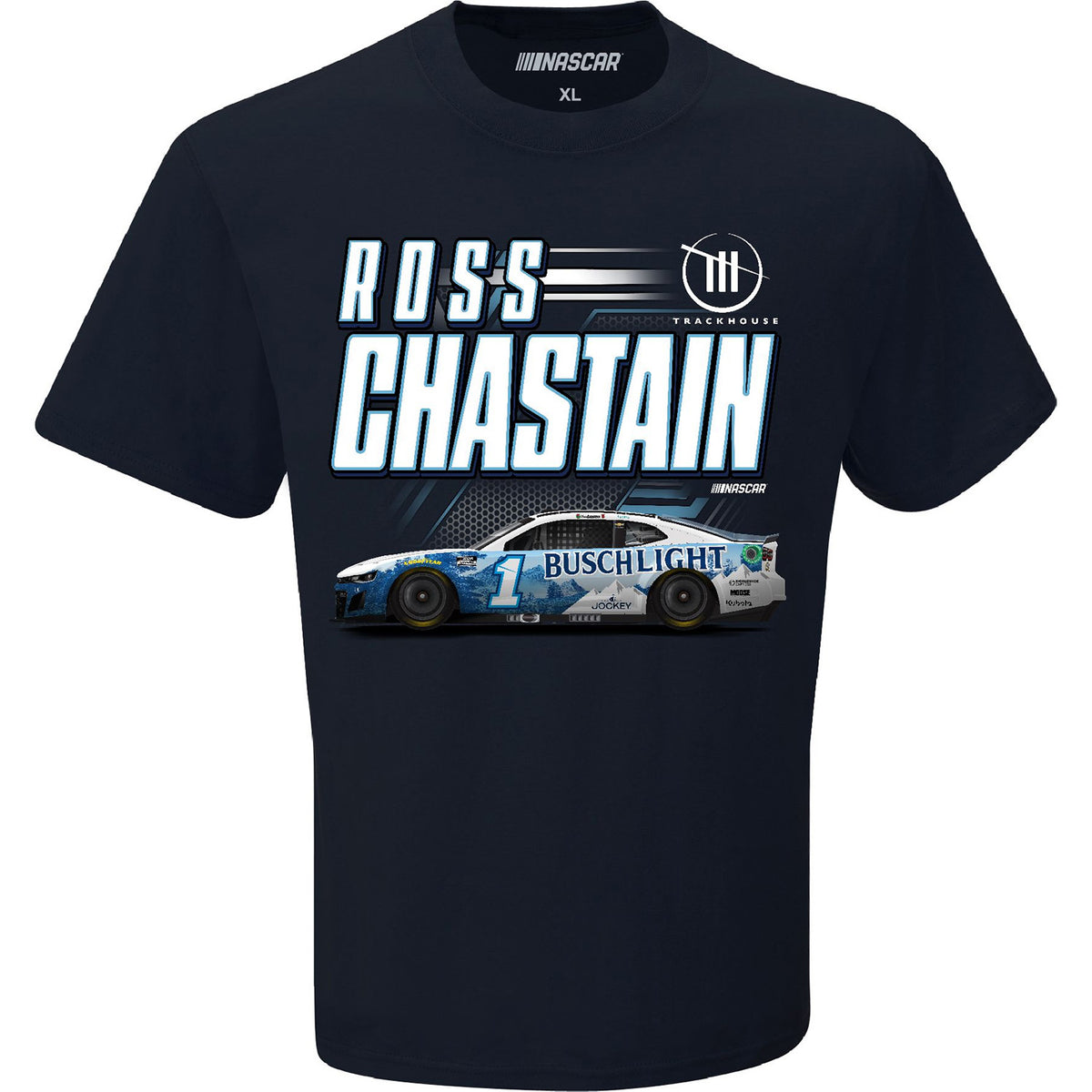 Checkered Flag Sports Ross Chastain 2024 Bl Sponsor #1 Car T-Shirt Navy Blue